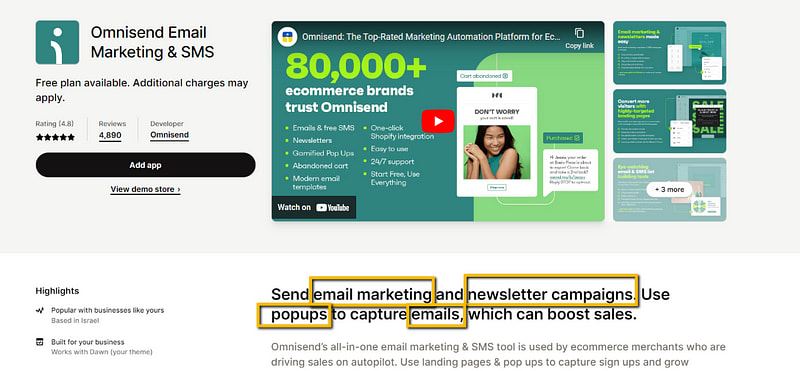 App introduction optimized for SEO — Ominisend Email Marketing & SMS